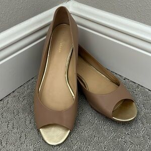 Cole Haan Nike Air Peep Toe Nude Flats 8.5 M